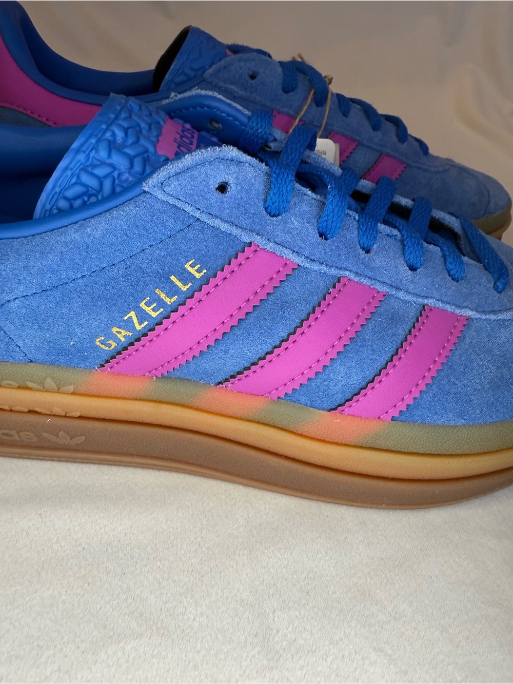 Adidas Gazelle Bold W Royal Blue Suede Pink Stripe Platform NWOB IG4367 Size 8.5 - Picture 6 of 16